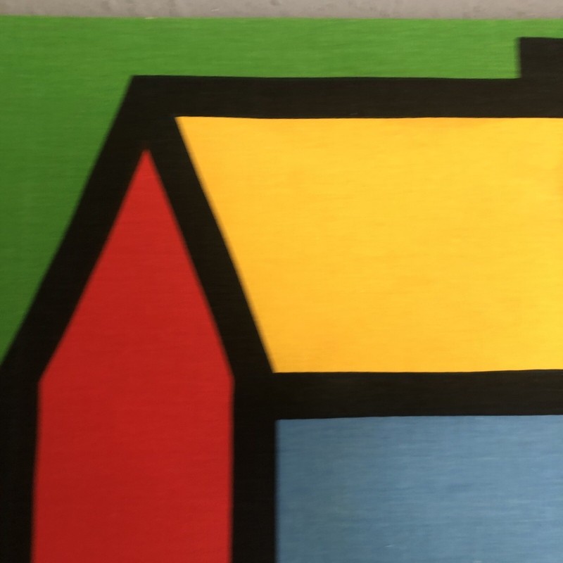 Artist Robert Van Allen 1970s Canvas Wall Art Screen Print Primary House 18” gallery