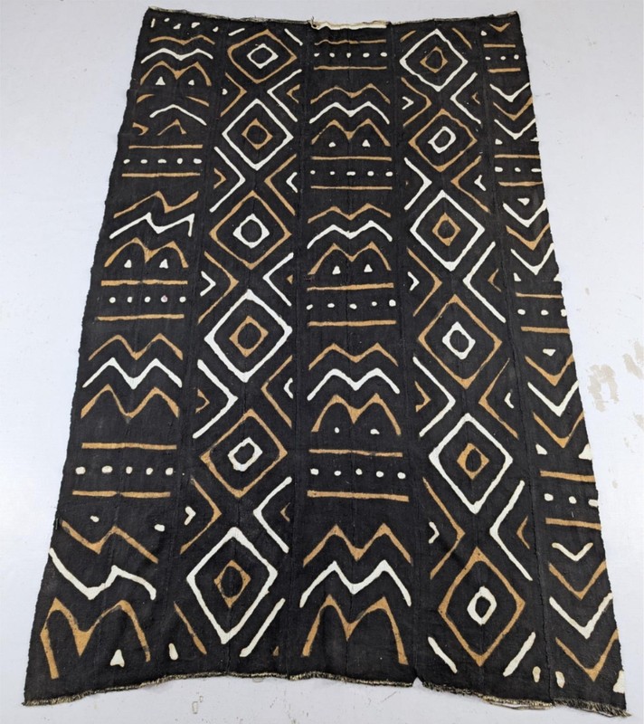 Vintage Traditional Mali Bogolan Mud Cloth Tribal Textile 186x116cm