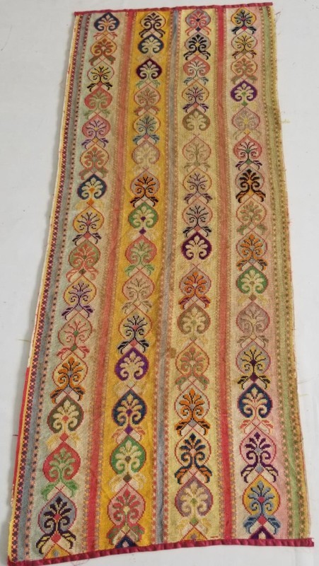Vintage Traditional Handmade Vertical Floral Bands Folk Textile 143x58cm