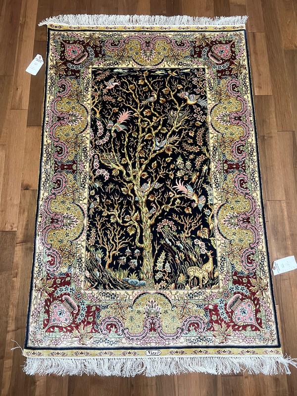 Best Gift 2M Tree Of Life Handmade Nuts 100% Silk Fine Turkish Rug Artist Signed gallery