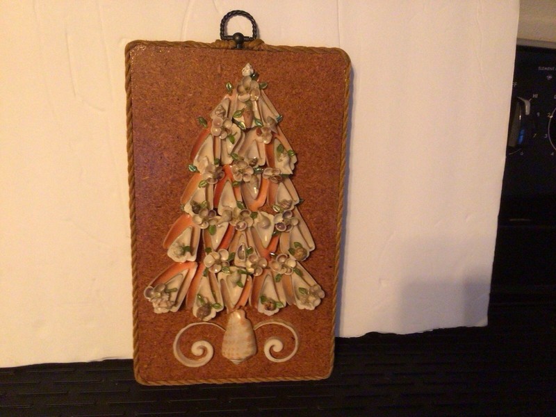 Vintage Seashell Art on Board,11” By 7” Tree