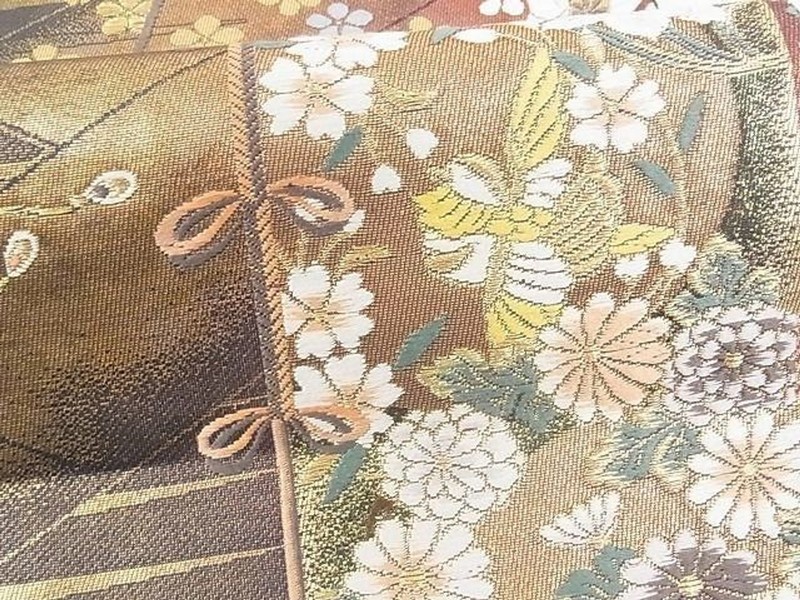 Six-Patterned Obi, Karaori, Dynasty Pattern, Gold Thread, Hikileaf, Pure Silk gallery