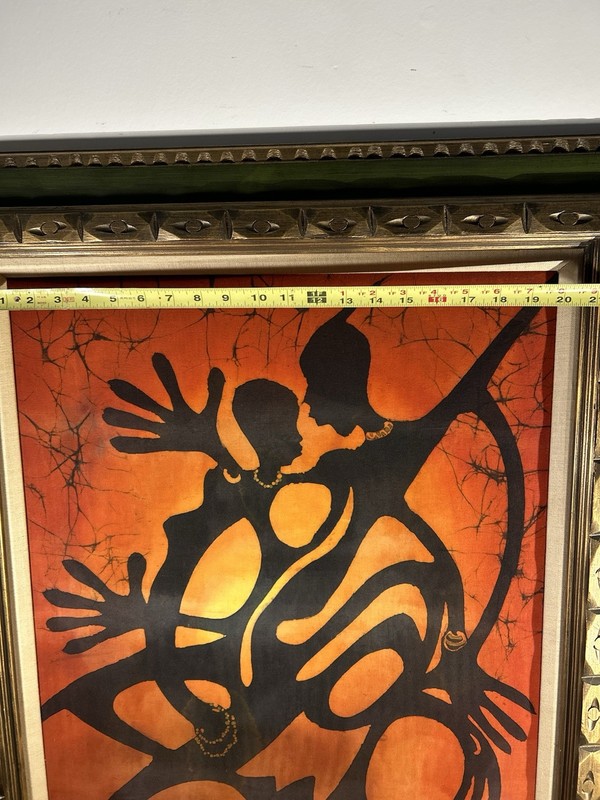 Vintage African Batik Textile Art Framed | Arusha Tanzania 32x28” gallery