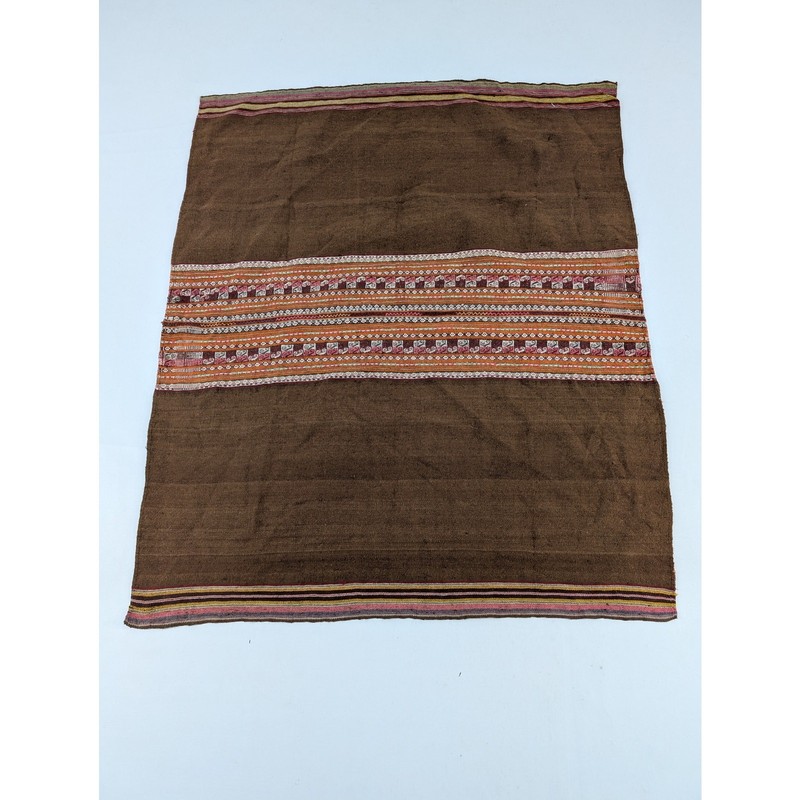 Vintage Traditional Bolivian Aguayo Handwoven Wool Textile 47x39in