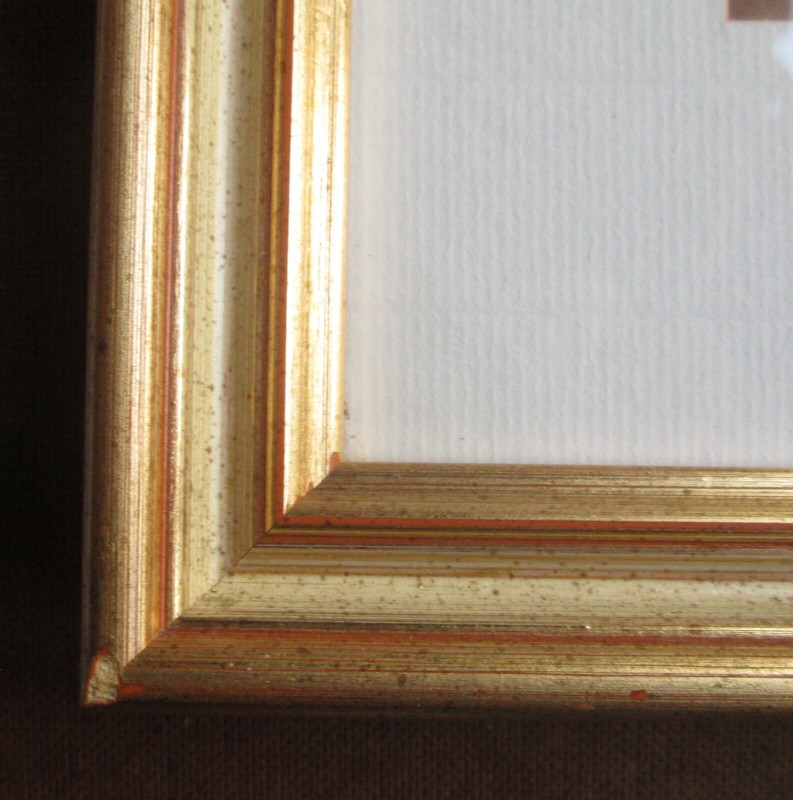 Embroidered Picture Of Mother & Child Gilded Frame Glazed Blue Dress Young Girl gallery