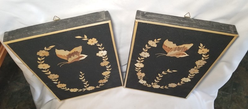 Vintage Set Of 2 Butterfly And Flowers Straw Art Wall Decor Pictures gallery