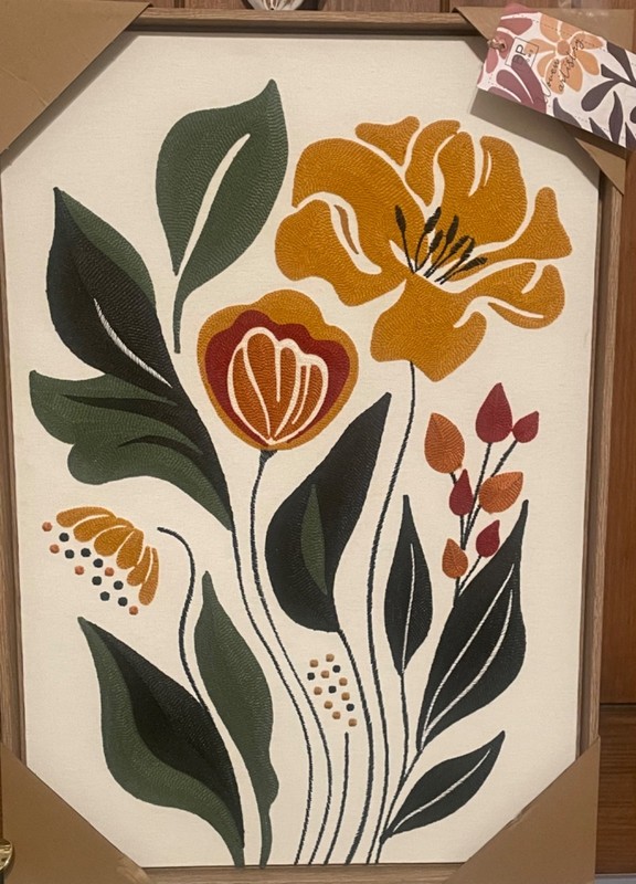 BP Textile Embroidered Woven Wall Art- Flowers 26×18