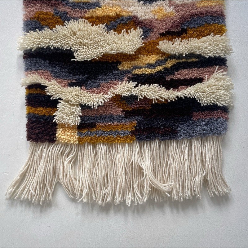 Vintage 60s 70s Psychedelic Latch Hook Carpet Tapestry Wall Hanging / Boho Retro gallery