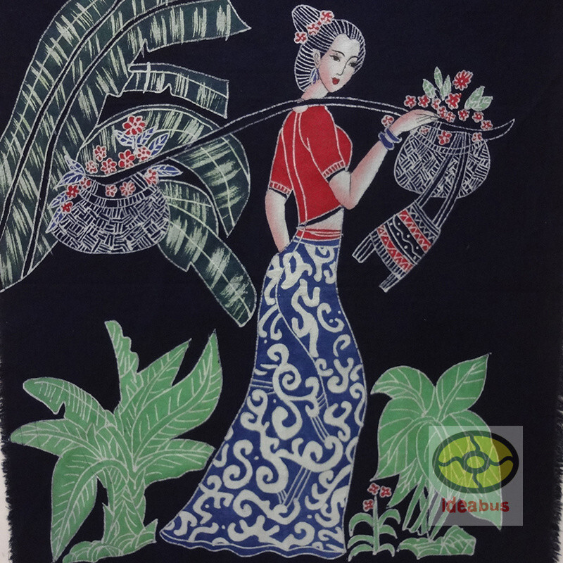 China Art Decor Wall Hanging Batik Tapestry- Dai Ethnic Girl Go To Flower Market gallery