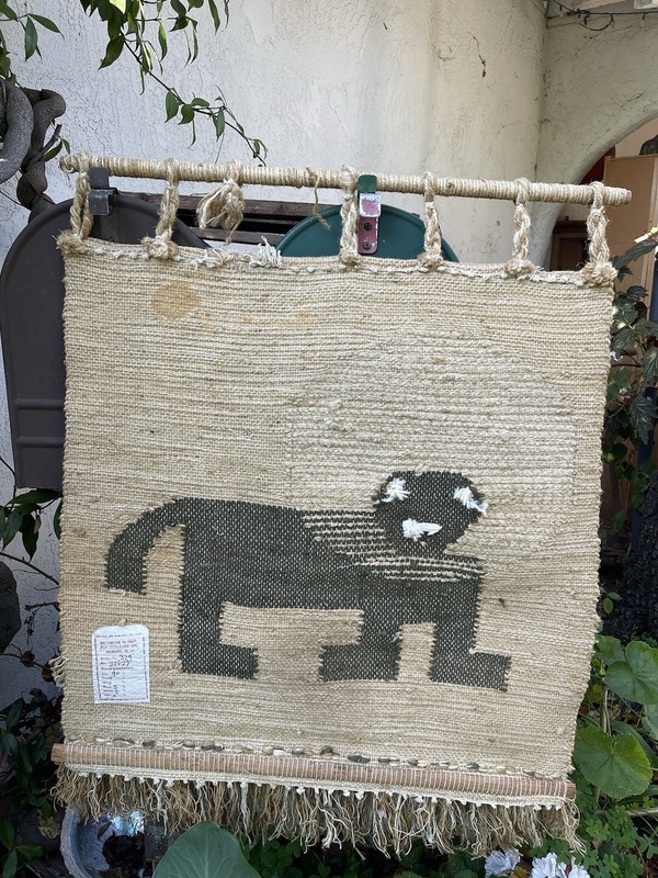 1970s DON FREEDMAN for INTERLUDE Jute LION Wall Hanging Tapestry MCM Boho Fiber gallery