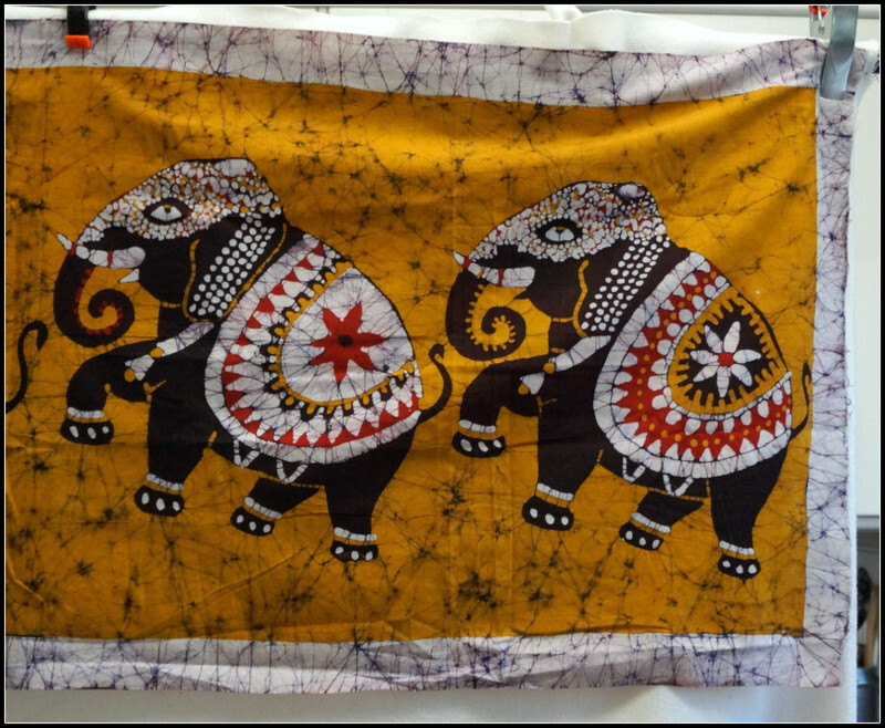 Ethnic East Indian India Elephant Batik Fabric/Wall Hanging 56 X 22 In #RA140 gallery