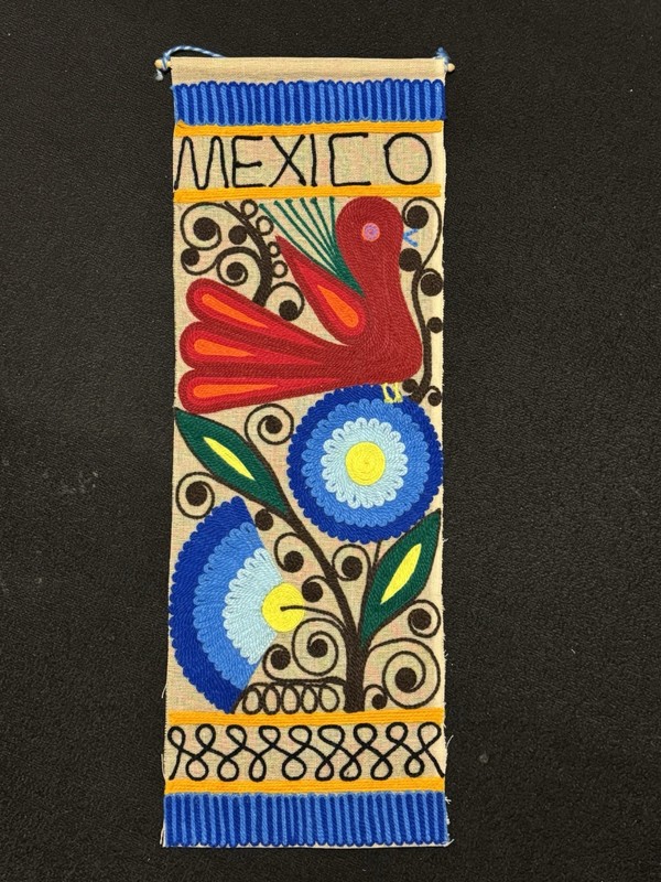 Vintage Colorful Mexico Yarn Art Banner Wall Hanging