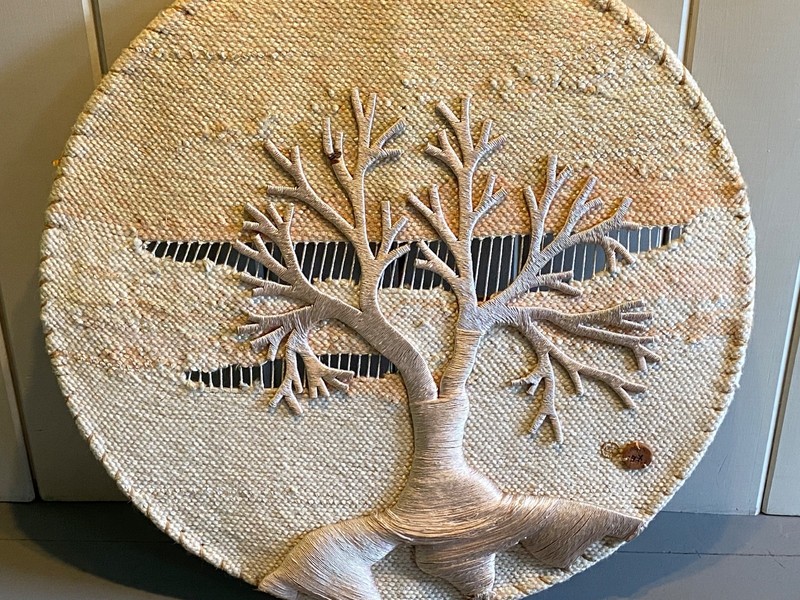 Vtg 80s Don Freedman 34" Tree of Life Fiber Wall Art Sculpture Woven Post Modern gallery