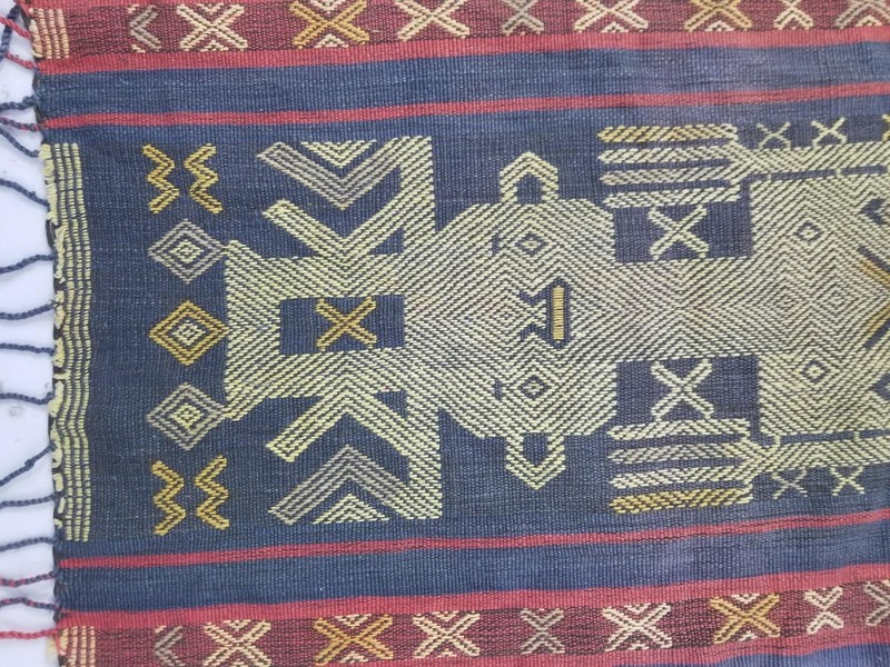 Vintage Indonesian Sumba Hinggi Ikat Handwoven Ceremonial Cloth 127x35cm gallery