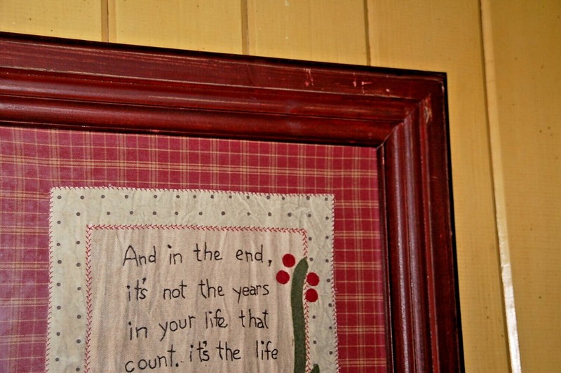 Framed needlepoint quilt Early American folk art Abraham Lincoln quote 20 x 20 gallery