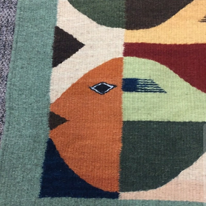 Unique Woven Rug or Wall Hanging - Fish Theme - Fantastic Quality- Very Detailed gallery