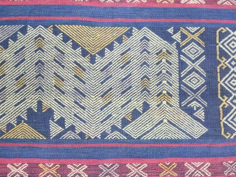 Vintage Indonesian Sumba Hinggi Ikat Handwoven Ceremonial Cloth 127x35cm gallery
