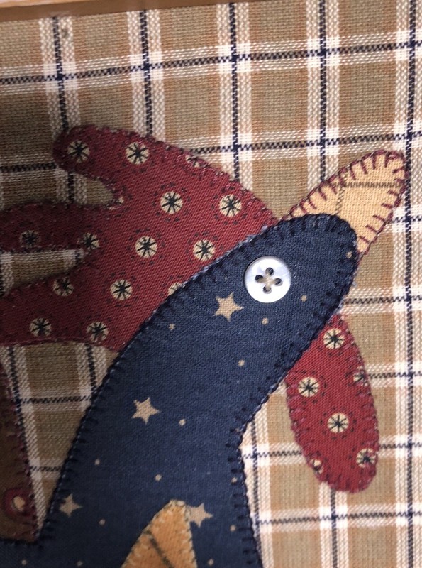 Hand Stitched Framed Applique Country Farmhouse Art Chicken Rooster Vintage gallery