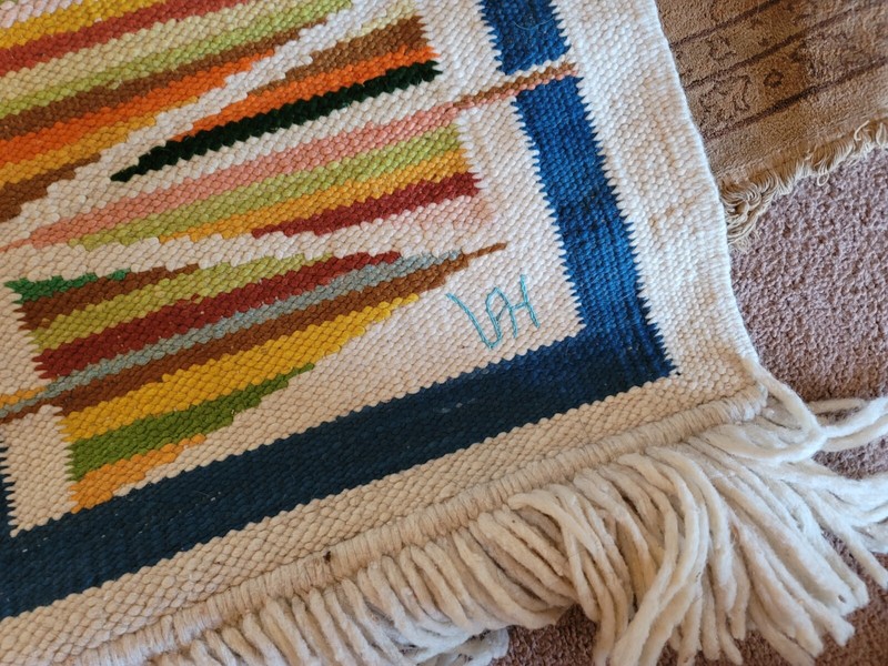 vintage hand woven rug 108″ X 84″ SOUTHWEST NAVAJO ZAPOTEC GIANT SIGNED 1983