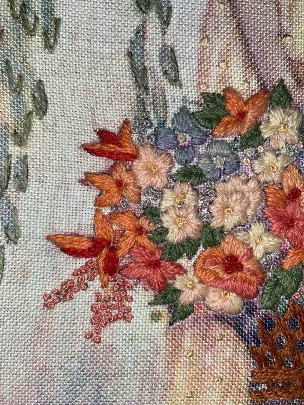 Jessie Willcox Smith Rebecca's Portrait Flower Basket Embroidery Framed Artwork gallery