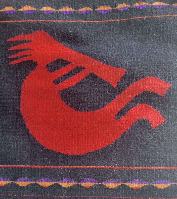 Hand Woven Wool Zapotec Southwestern Rug Mat Wall Hanging 20″ x 22″ Navy Blue