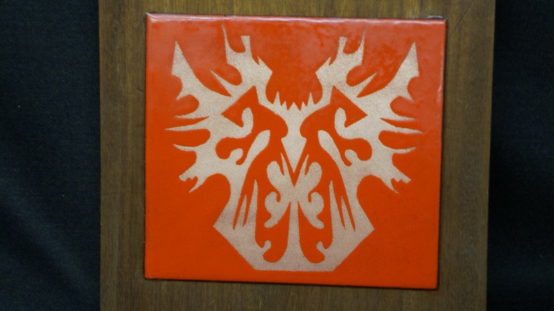 COPPER ENAMEL WALL PLAQUE MID CENTURY Cloisonne ABSTRACT ART PANEL Orange #1 gallery