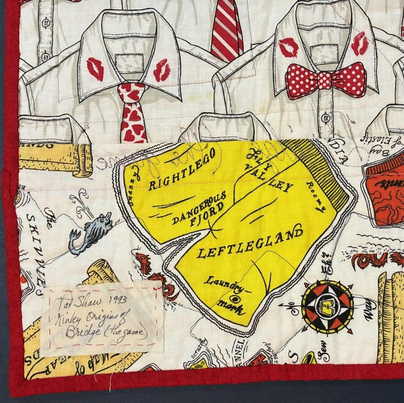 Artist PAT SHAW Signed Textile Quilted 3D Table Cover Card Table Cloth Bridge gallery