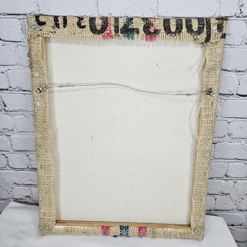 Product Of Colombia Authentic Burlap Sack Wrapped Canvas Wood Framed Art 20x16 gallery