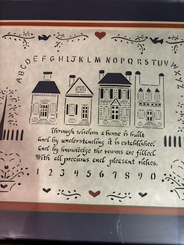 Sampler Paper Scherenschnitte Heart ABCs Proverbs 24:3-4 Through Wisdom a Home gallery