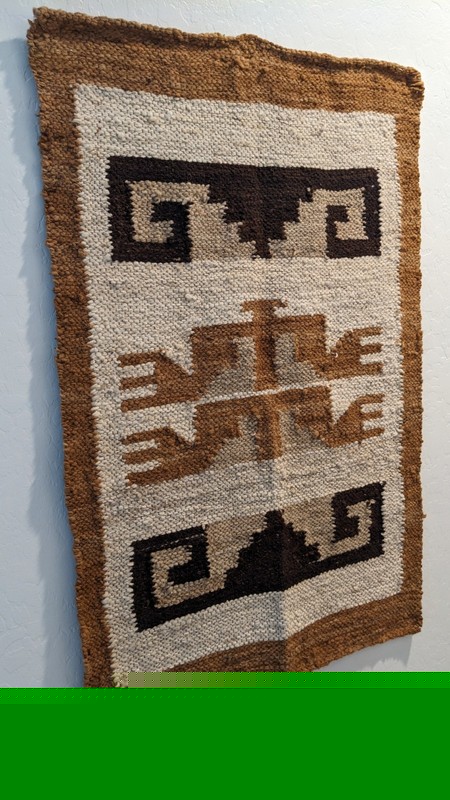 Rare Vintage Peruvian Wool Rug Hand Loomed Rug Abstract Art International Art Co