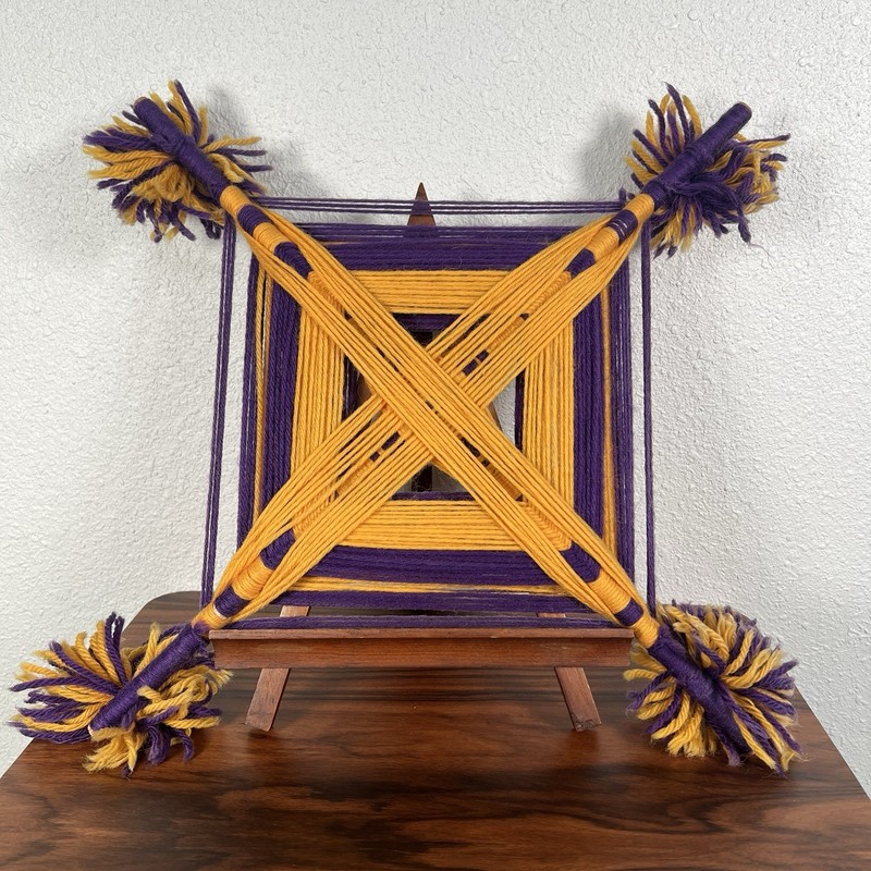 Vintage Purple Yellow Eye of God Handmade Yarn Art Folk Art Wall Hanging gallery