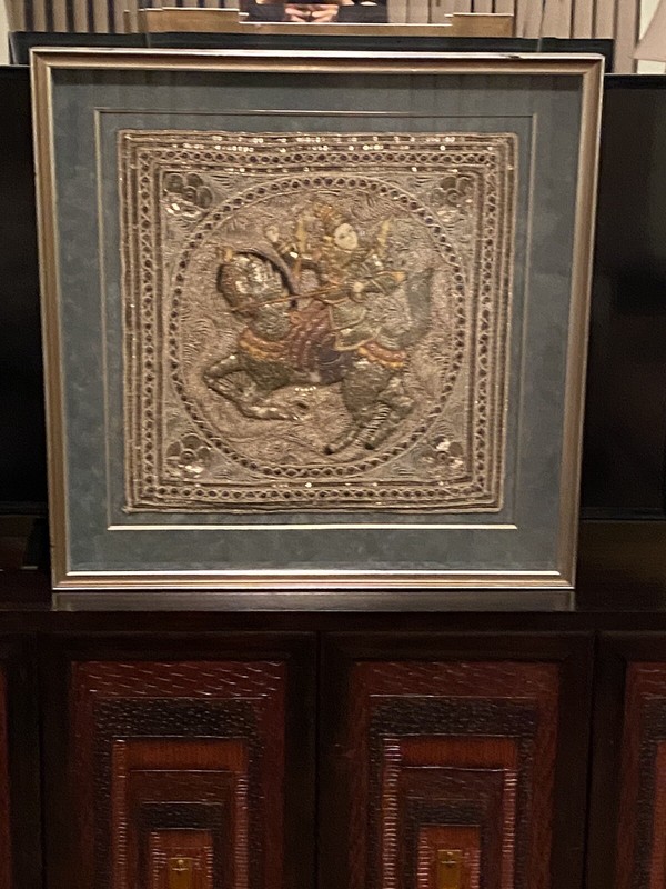 Vintage Kalaga Burmese Embroidered Horse and Rider 3D Glass Box Frame gallery