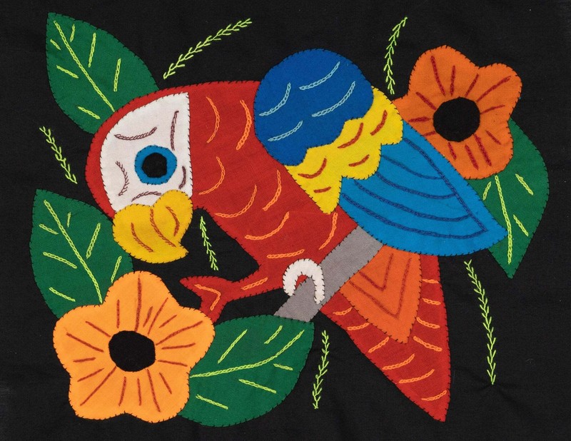 Red Yellow And Blue Parrot with Flower Molita