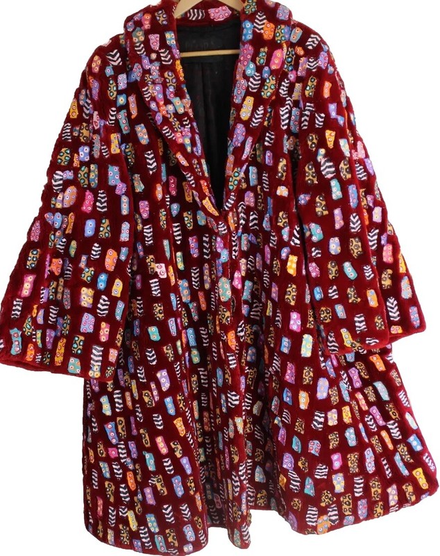 Lon Michels 1X 2X 3X RED Sheared Beaver Painted Fur Coat Fiber Art-to-Wear