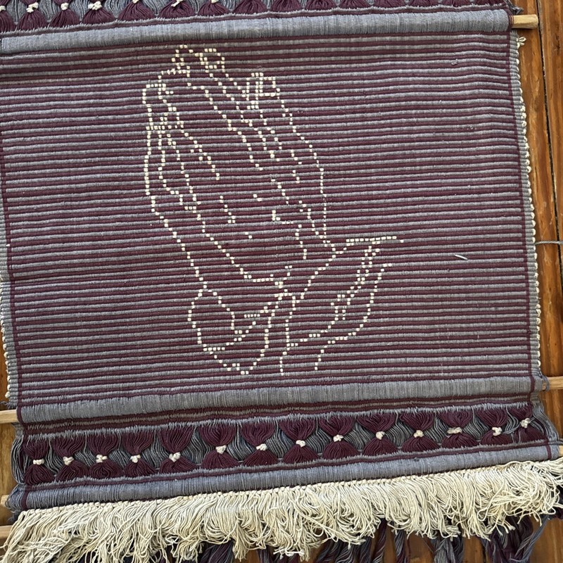 Vtg Hand Woven Yoga Wall Hanging From India Om Sanskrit Prayer Mudra Tapestry gallery