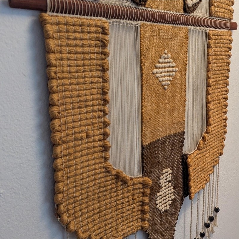 1970s Don Freedman MCM Boho Woven Fiber Art Textile Wall Hanging Owl Tapestry gallery