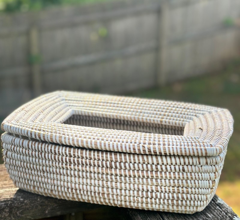 Handwoven basket tissue box