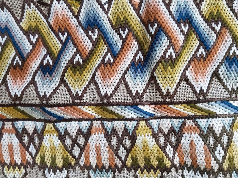 Vintage Italian Bargello Needlepoint Unfinished Panel 128x47cms gallery