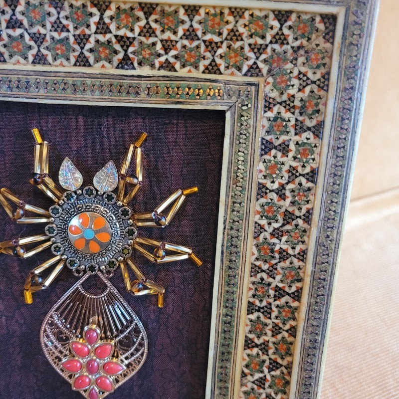Beaded Spider Art Work Sewn In Persian Frame gallery
