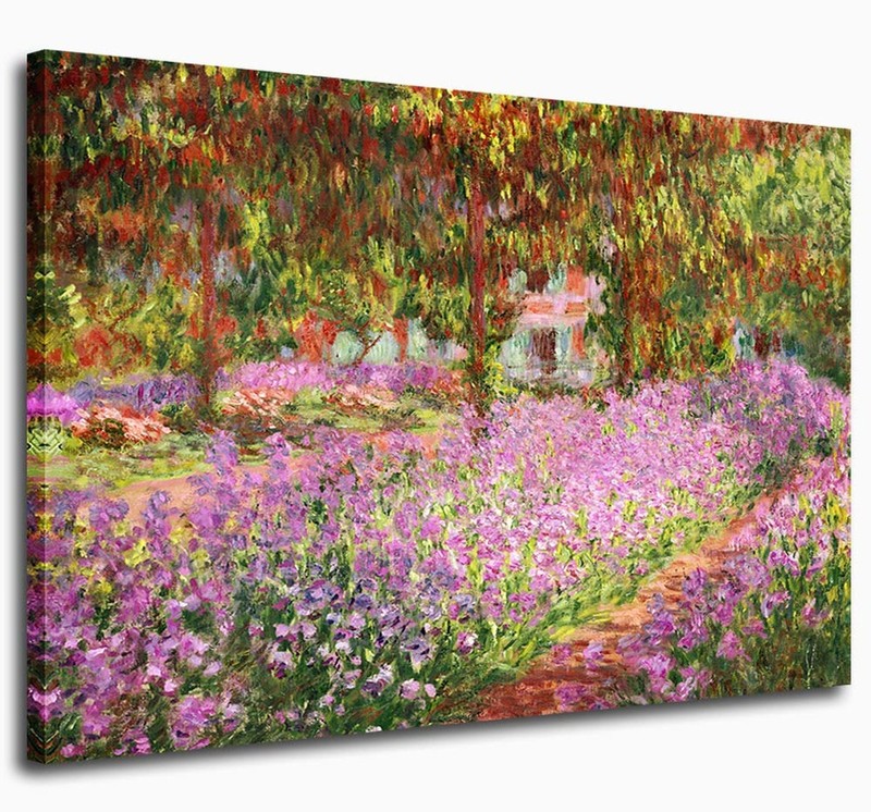 Large Canvas Wall Art Irises in Monet’s Garden by Claude Monet Canvas Picture…