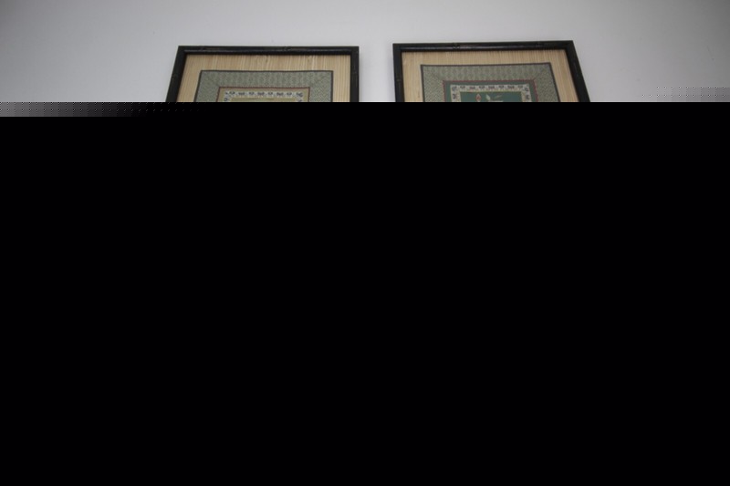 Vintage Chinese silk embroidery (2) of them sold together large 14" x 29" framed