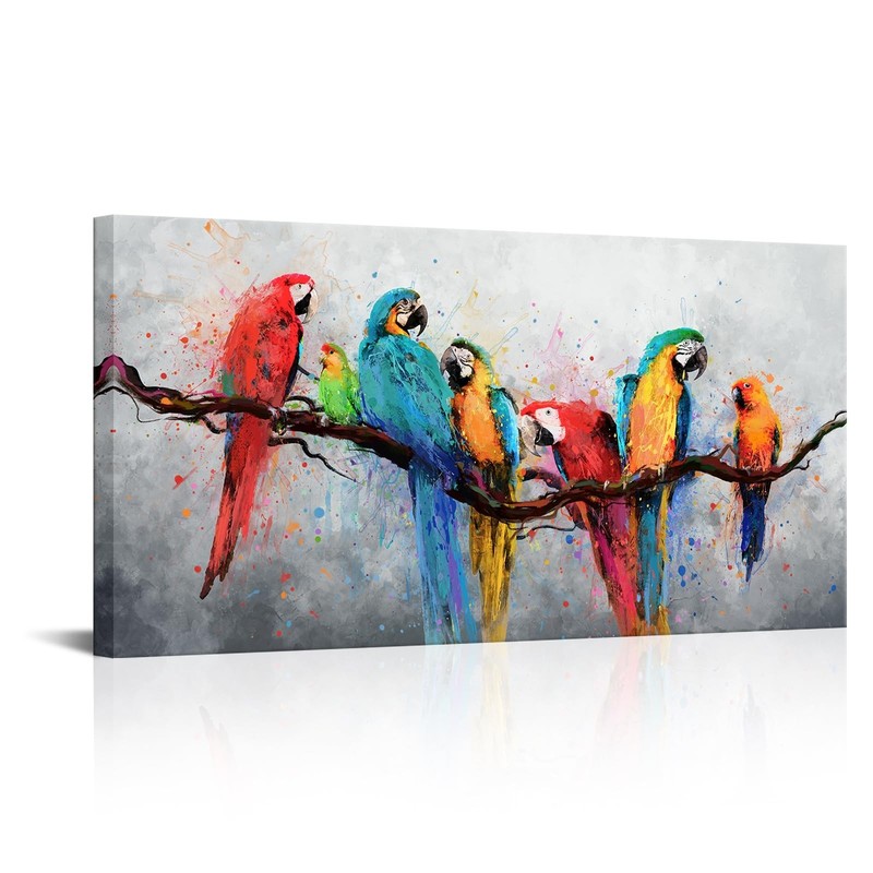 LevvArts Parrot Canvas Wall Art Tropical Birds Paintings Prints Colorful Bird…