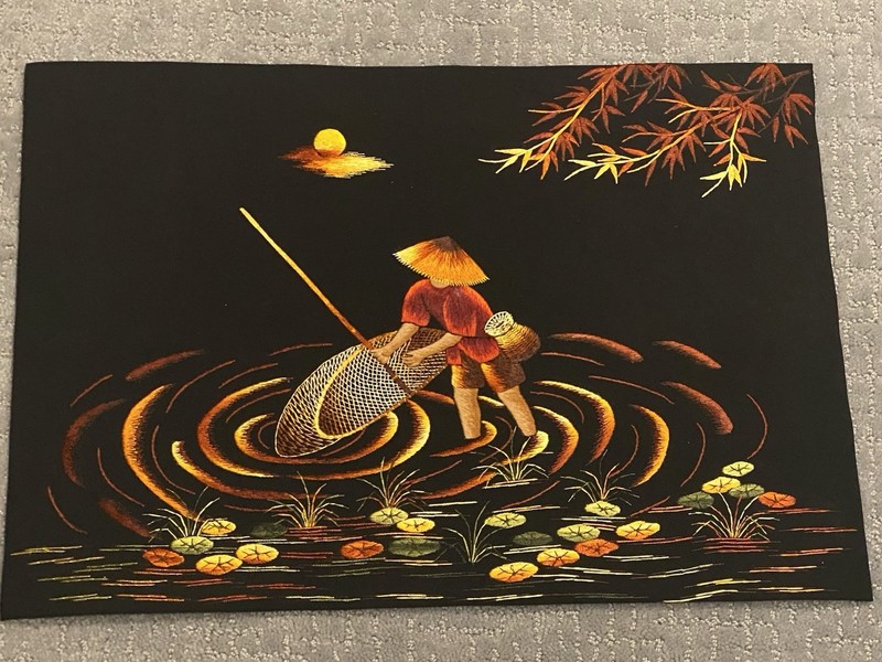 Hand Embroidered Picture From Cambodia 20″x14″ (New)