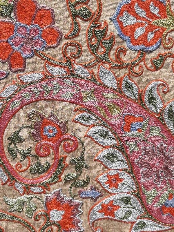 A fabulous Bukhara silk on silk hand embroidery Suzani. Embroidered in 2019 gallery