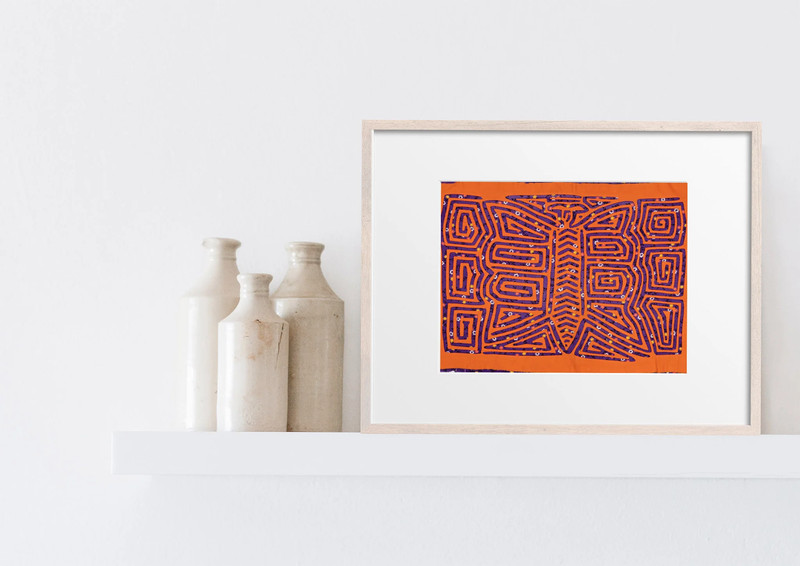 Vintage Orange and Blue Butterfly Mola gallery