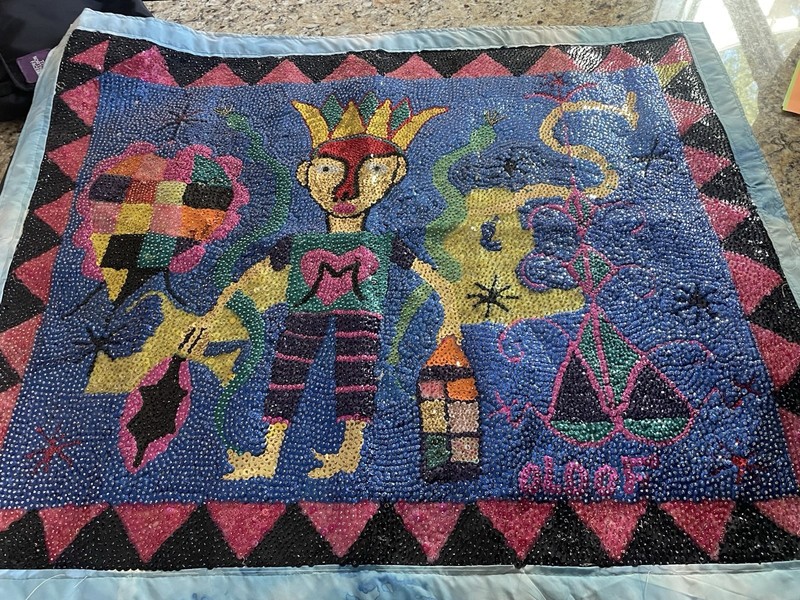 Oldof Haitian Vodou Flag Sequin Art One of Kind Voodoo Oldof Pierre