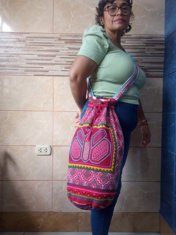 Shipibo Native Hand Embroidery Kene Design shoulder bag