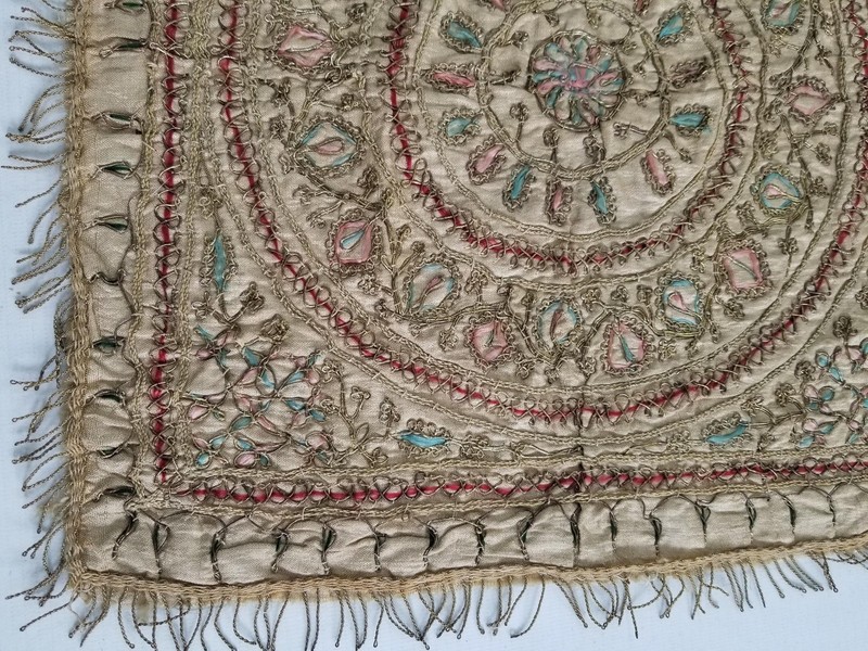 Antique Traditional Metallic Hand Embroidered Panel 35x35cms gallery
