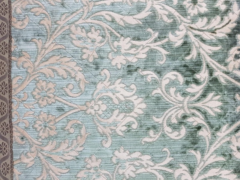 Antique French Silk Brocade Floral Panel with Metallic Lace 88x41cm gallery