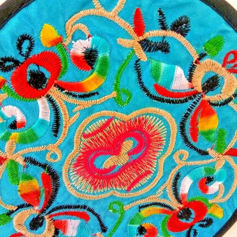 Embroidered Coasters Patches Sturdy Textile Art Ethnic Floral Frameable Circles gallery